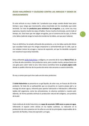 ÁCIDO HIALURÓNICO Y COLÁGENO CONTRA LAS ARRUGAS Y SIGNOS DE ENVEJECIMIENTO