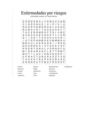 sopa de letras sobre riesgos