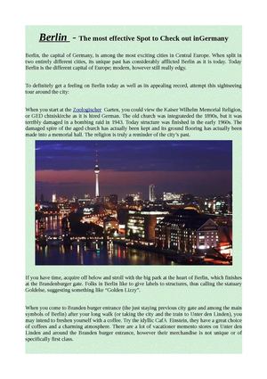 Berlin – The most effective Spot to Check out in Germany