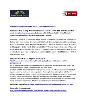 Advanced Utility Boiler Market worth $2,764.19 Billion By 2019