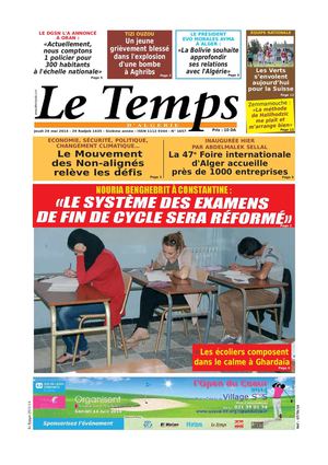 Le Temps d'Algérie Edition du Jeudi 29 Mai 2014