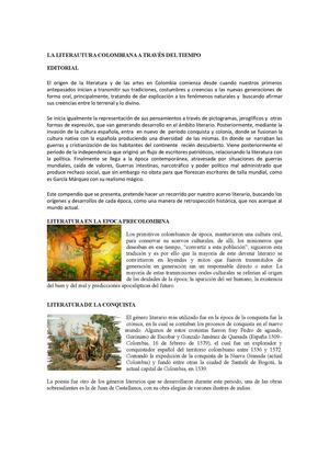 La Literatura colombiana a través del tiempo.