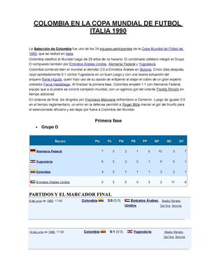COLOMBIA EN EL MUNDIAL ITALIA 90