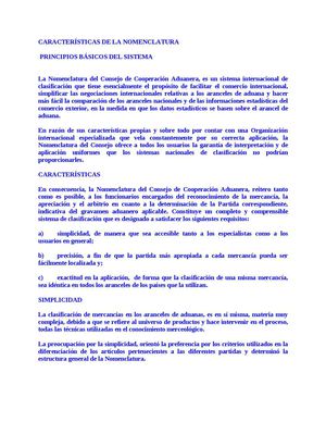 Caracteristicas de la Nomenclatura