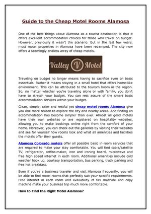 Guide to the Cheap Motel Rooms Alamosa