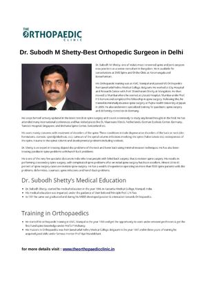 Dr. Subodh M Shetty- Best Orthopedic Surgeon in Delhi