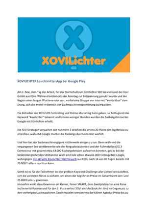 XOVILICHTER Leuchtmittel App bei Google Pressemitteilung