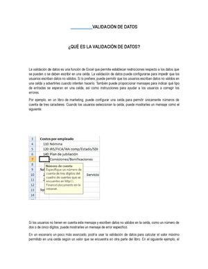 VALIDACIÓN DE DATOS EN EXCEL