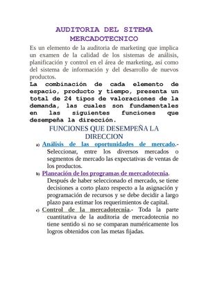 AUDITORIA DEL SISTEMA MERCADOLOGICO