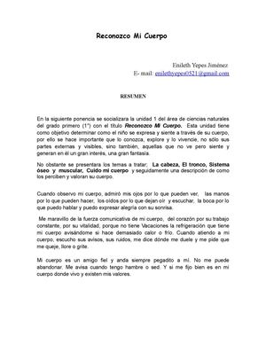 Resumen de Ponencia. Reconozco mi Cuerpo 