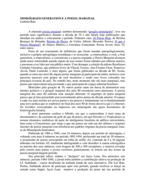 Mimeógrafo Generation e a Poesia Marginal