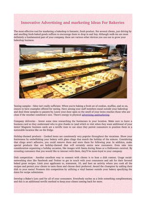Innovative Advertising and marketing Ideas For Bakeries 
