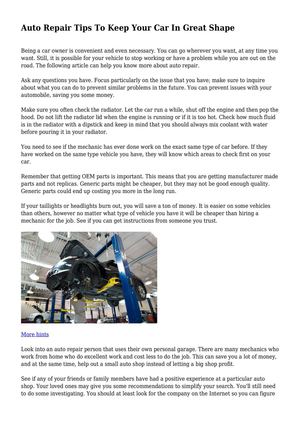 Auto Repair Tips To Keep Your Car In Great Shape