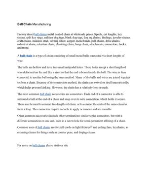 Ball Chain Manufacturing