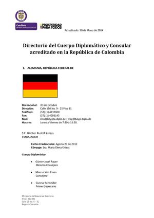 Directorio del Cuerpo Diplomático y Consular acreditado en la República de Colombia
