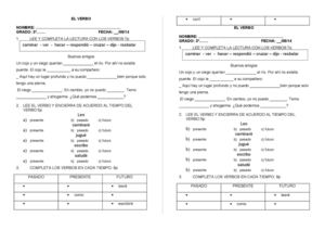 tiempos del VERBO 3er grado