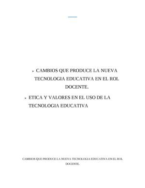 cambios que produce la nueva tecnologia en el rol docente