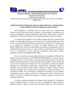 INSTRUCTIVO ELABORACIÓN MONOGRAFÍAS JORNADA DE GENÉTICA
