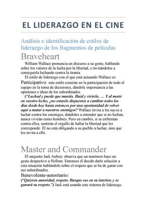 El liderazgo en el cine