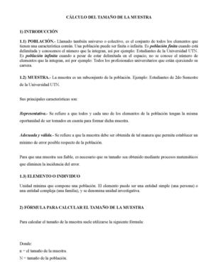 CALCULO DE LA MUESTRA