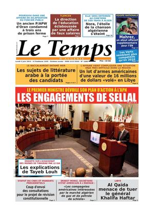 Le Temps d'Algérie Edition du Lundi 02 Juin 2014