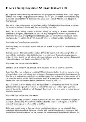 Is AC an emergency under AZ tenant landlord act?