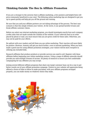 Thinking Outside The Box In Affiliate Promotion