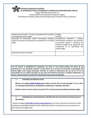 Guía de Aprendizaje SENA Construcción de Actividades de  Aprendizaje integrando TIC 