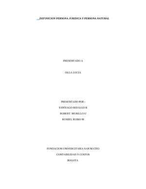 DEFINICION PERSONA JURIDICA Y PERSONA NATURAL