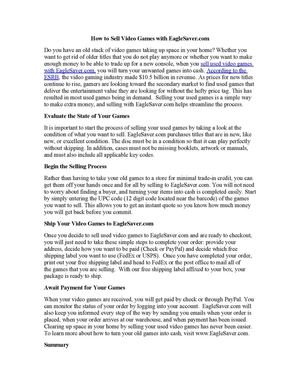 How to Sell Video Games with EagleSaver.com