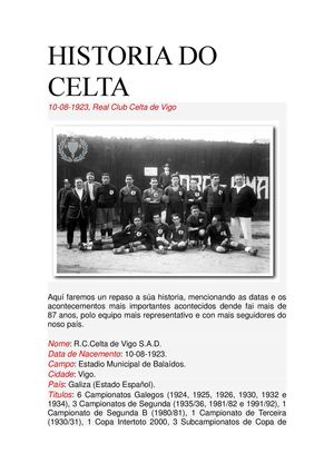 HISTORIA DO CELTA