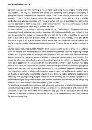 The way to port a cellular cellular phone number