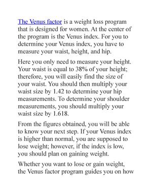 The Venus Factor Program A Review II