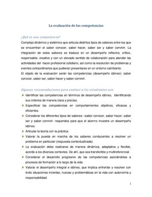 La evaluación de las competencias