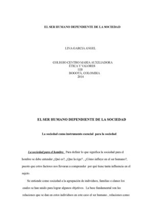 EL SER HUMANO DEPENDIENTE DE LA SOCIEDAD 