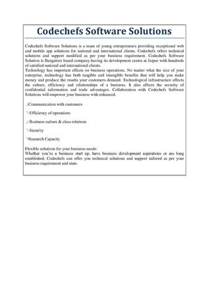 Codechefs Software Solution