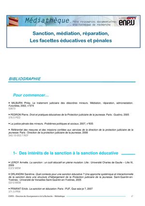 Sanction, médiation, réparation