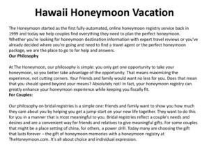 Hawaii Honeymoon Vacation