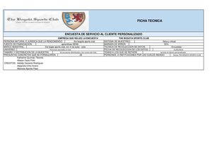 Ficha técnica THE BOGOTA SPORTS CLUB.