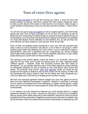 Tone of voice Over agents