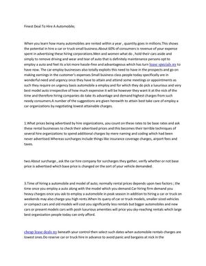 Finest Deal To Hire An automobile