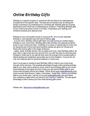 Online Birthday Gifts to India through IndianGiftsCenter.com