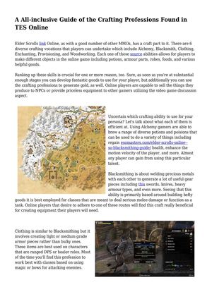A All-inclusive Guide of the Crafting Professions Found in TES Online