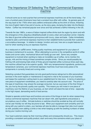 The Importance Of Selecting The Right Commercial Espresso machine