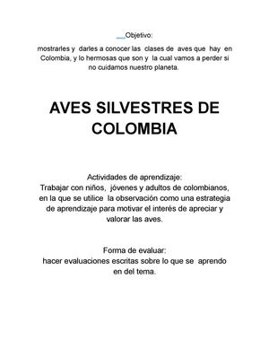 AVES SILVESTRES DE COLOMBIA