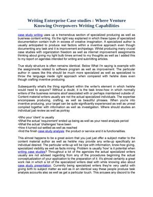Writing Enterprise Case studies : Where Venture Knowing Overpowers Writing Capabilities