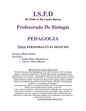 LA PEDAGOGÍA EN EL SIGLO XIX