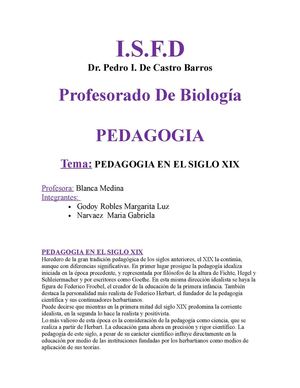 LA PEDAGOGIA EN EL SIGLO XIX