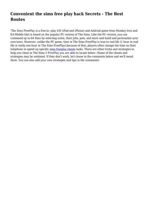 Convenient the sims free play hack Secrets - The Best Routes