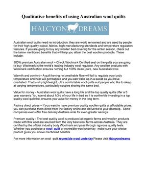 Qualitative benefits of using Australian wool quilts